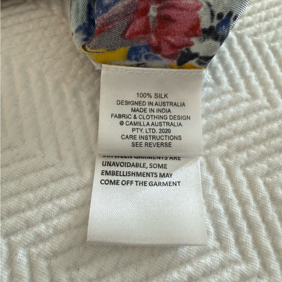 Camilla Yellow 100% Silk Floral Wide Leg Pant size Small - Picture 9 of 10